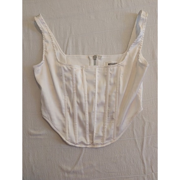 Missguided White Corset Crop Top Sleeveless Zip Up Women's Size US 6 - Picture 1 of 4
